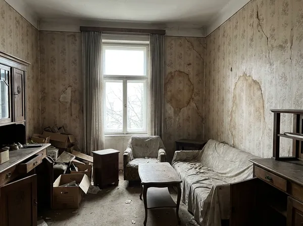 Wohnzimmer vor Tapezierung