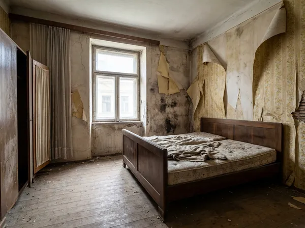 Schlafzimmer vor Tapezierung