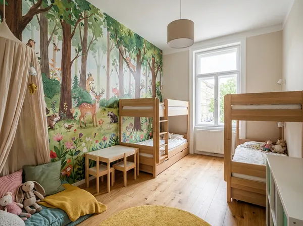 Kinderzimmer nach Tapezierung